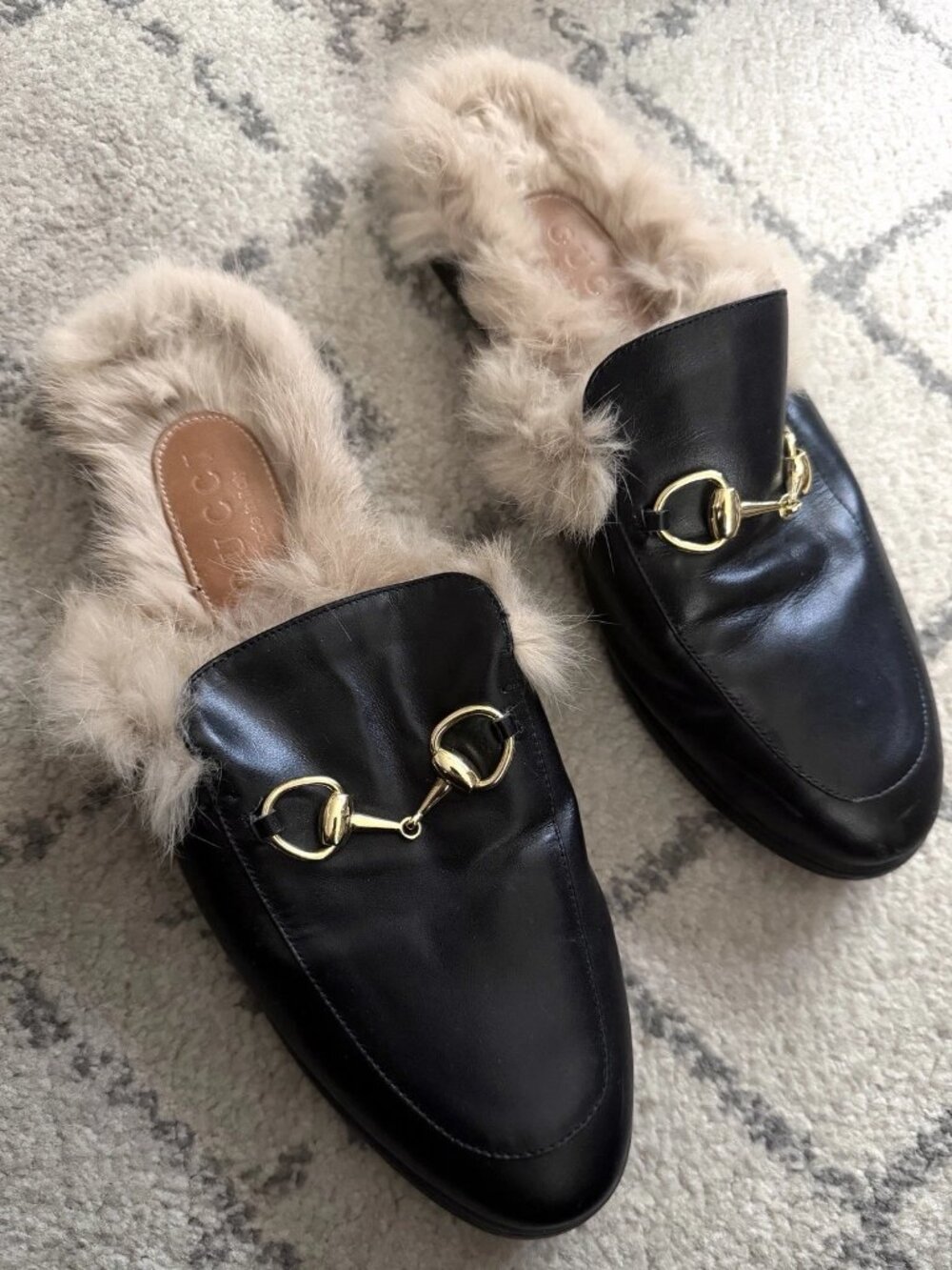 $1090 GUCCI Princetown Slippers Calfskin Fur Womens - Size 41 - Picture 3 of 6